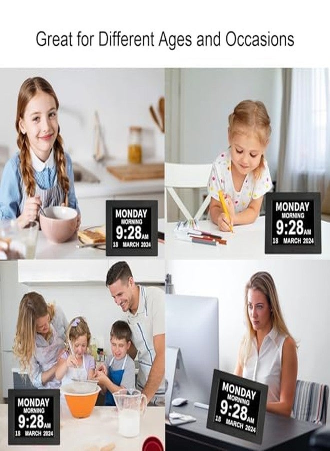 ybest [2022 Newest] Digital Day Calendar Clock 3 Medicine Reminders Extra Large Non-Abbreviated Day Date Month Dementia Clocks for Senior Elderly Memory Loss Impaired Vision Clock - Image 4